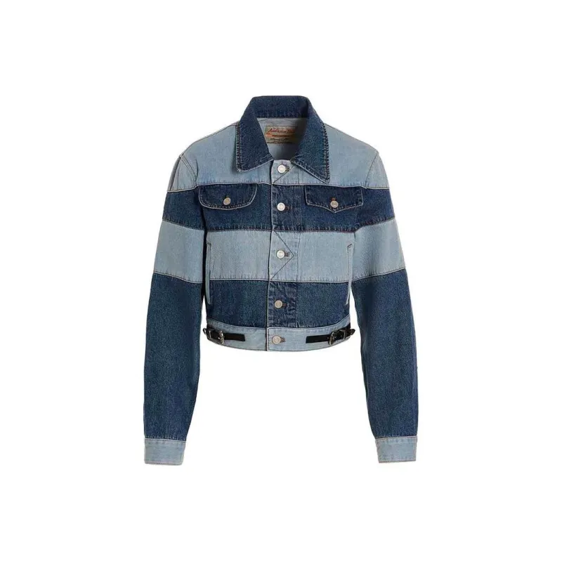 ANDERSSON BELL Mahina Patchwork Striped Cropped Denim Jacket-0