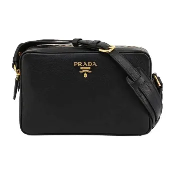 PRADA Calfskin Shoulder Bag Women's Black