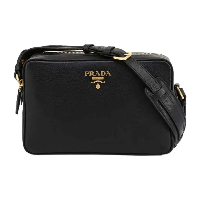 PRADA Calfskin Shoulder Bag Women's Black-0