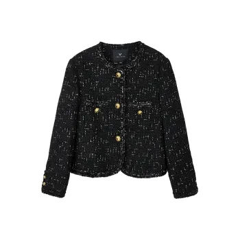 Yu Qianwen Cropped Coats Women's Black