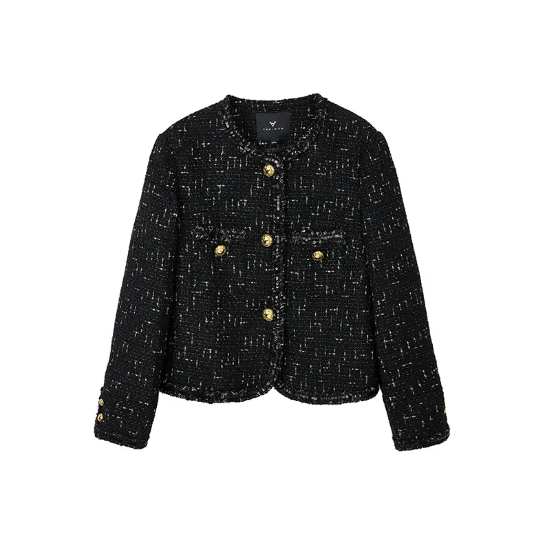 Yu Qianwen Cropped Coats Women's Black-0