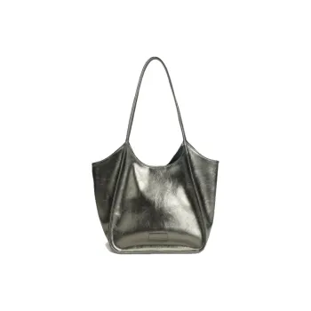 Bullrun Cow Leather Shoulder Bag Large Size Small Size Women's Black/White/Gunmetal