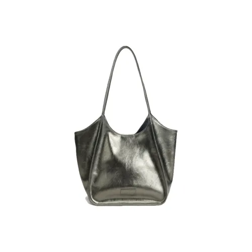 Bullrun Cow Leather Shoulder Bag Large Size Small Size Women's Black/White/Gunmetal