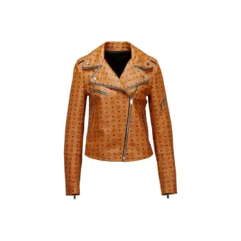 MCM Leather Jacket Women's Cognac
