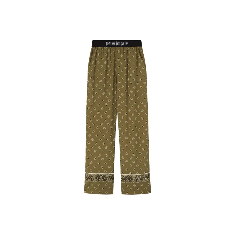 PALM ANGELS Paisley-Printed Piped-Trim Detailed Trousers-0