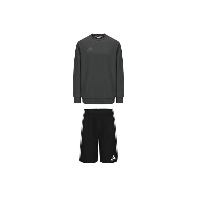 Adidas Casual Sportswear Men's Set Gray/Dark Gray Top+Black Shorts-0