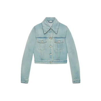 GUCCI Denim Jackets Women's Light Blue