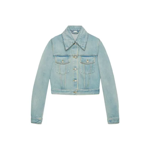 GUCCI Denim Jackets Women's Light Blue