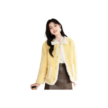 GAP Velvet-feel Coat Women's Yellow