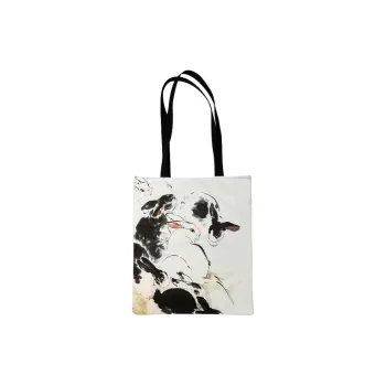 RABBITUU Canvas Bag, Tote Bag, Shoulder Bag Medium Size Unisex White