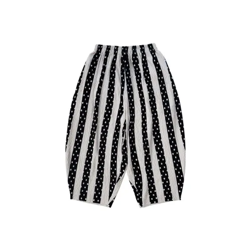 IMAKOKONI Casual Pants Women's Black White Stripes