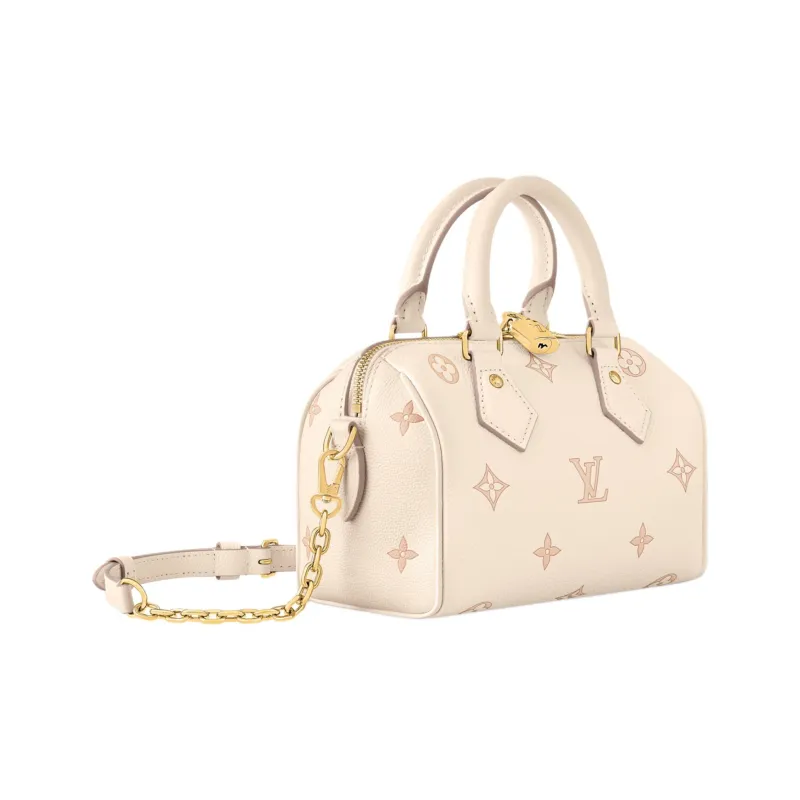 LOUIS VUITTON Speedy Embossed Grain Cow Leather Shoulder Bag, Crossbody Bag, Handbag Women's Beige-1