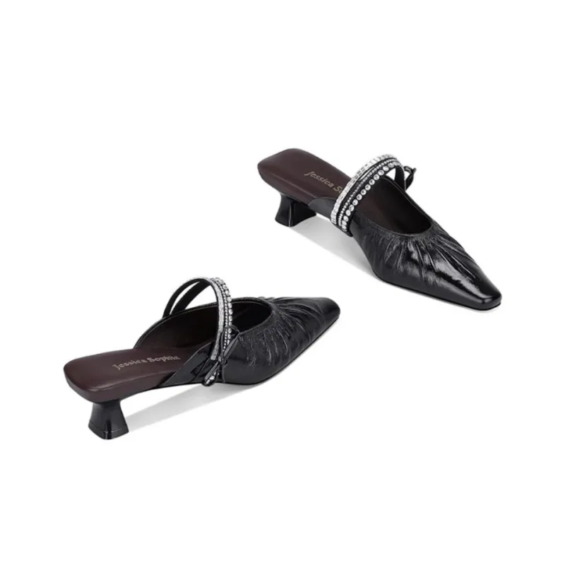 JESSICA SOPHIA Rhinestone Abrasion Resistant Slip Resistant Closed Toe Slippers Women's-6