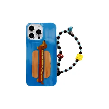 Sopi Acrylic Material Horizontal Hot Dog Dachshund Phone Cases Compatible With IPhone 16/15 Pro Max/Apple 13/14 Pro/Max