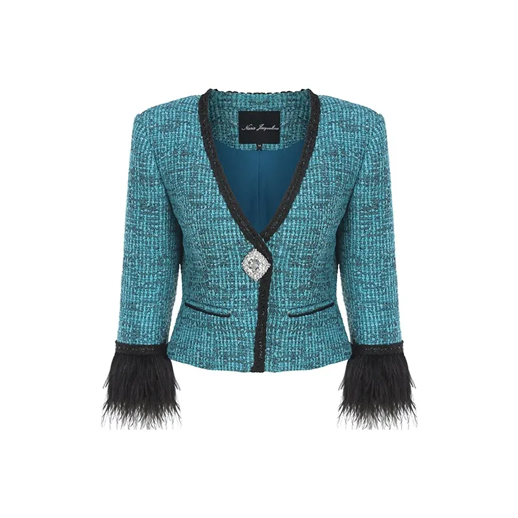 NANA JACQUELINE Cropped Coats Women's Blue-0