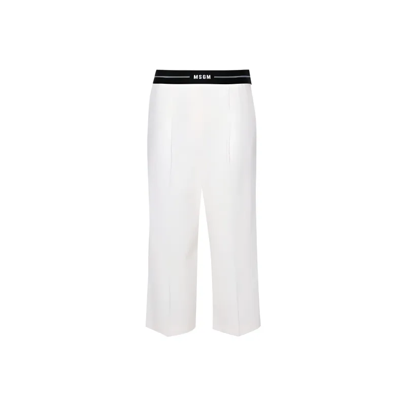 MSGM Logo waistband Cropped Trousers-0