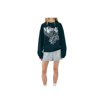 MARDI MERCREDI SS25 SWEATSHIRT TRIPLE FLOWER_NAVY WHITE Sweatshirt Korean Style Women's Marine Blue/White