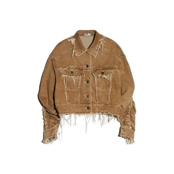 IEW.H Fitted Denim Jacket Women's Dark Coffee