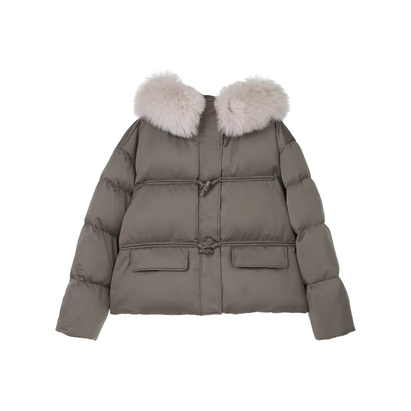 Fstudio Fall And Winter Korean Petite Atmosphere 90 Fill Power White Duck Down Cropped Down Jacket Women's-2