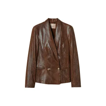 Twinset Lizard skin Effect Faux Leather Blazer