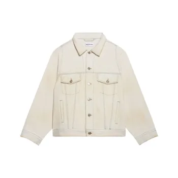 Balenciaga Drop Shoulder Oversized Sleeve Denim Jacket Light Beige