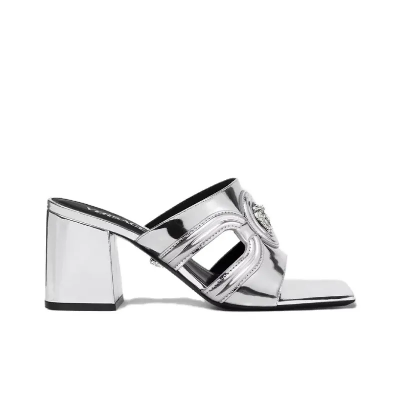 VERSACE Medusa '95 Slide Slippers 7cm Women's Silver-1