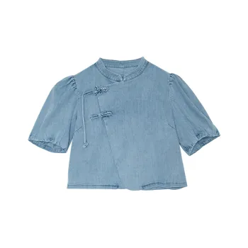 ROSESTUDIOBYGUOPEI Denim Jacket Women's Blue