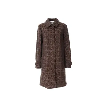 MOSCHINO Logo-Jacquard Straight Hem Trench Coat