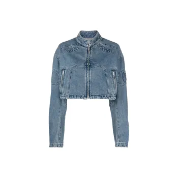 AMBUSH Cropped Denim Biker Jacket 'Blue'