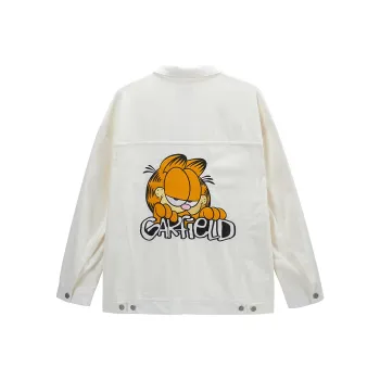 Fun x Garfield Loose Fit Denim Jacket Women's White