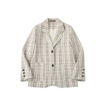 CYCLE DOCUMENT Cropped Coats Women's Khaki Plaid