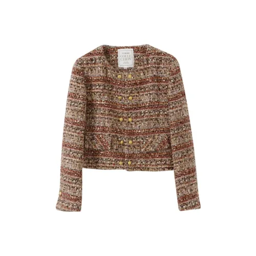 YUMOMO STAR Cropped Coats Women's Raspberry Red