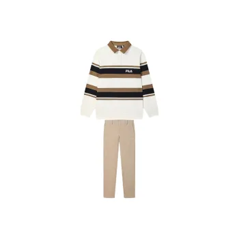 FILA ORIGINALE Casual Sportswear Men's Cloud White Top+Wheat Field Wind Color Bottom