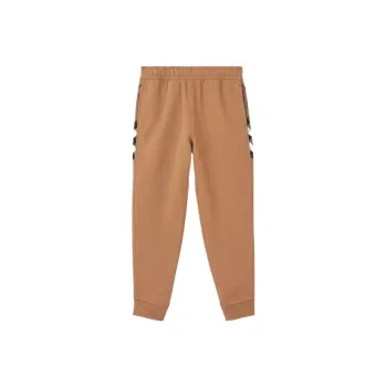 Burberry Women's Check Panel Cotton Jogg Sweatpants Camel