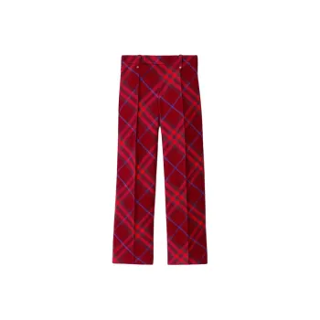 Burberry Checked Pleated Straight Leg Trousers