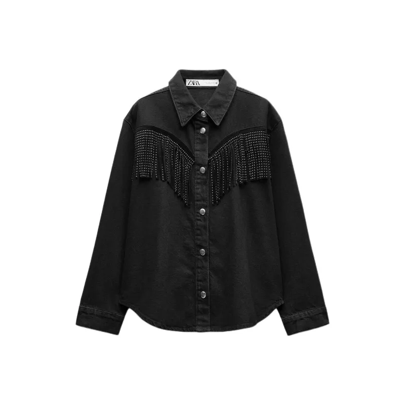 ZARA Denim Jacket Women's Black-0