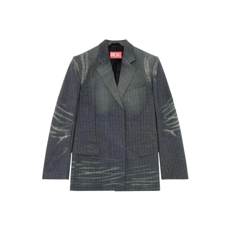 DIESEL G Kess Whiskering Effect Striped Long Sleeved Blazer-0