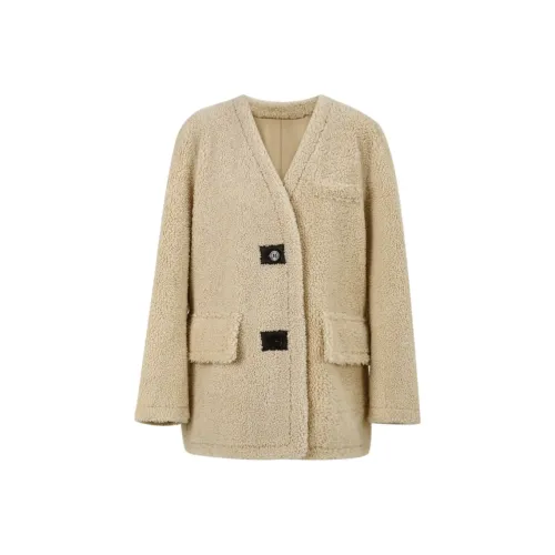 YESWOMEN Velvet feel Coat Women's Custom Dye Beige Yellow