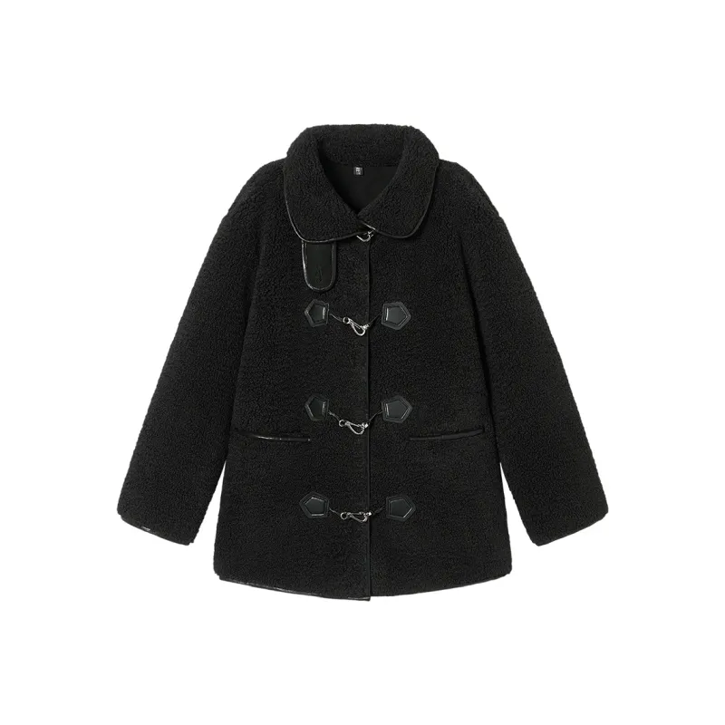 MEETLADY Velvet feel Coat Women's Black-0