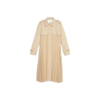 Sandro Pleated Trench Coat With Belt Trench Coat Women's Yellow