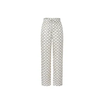 MO&CO Casual Pants Women's White Base With Letter Floral