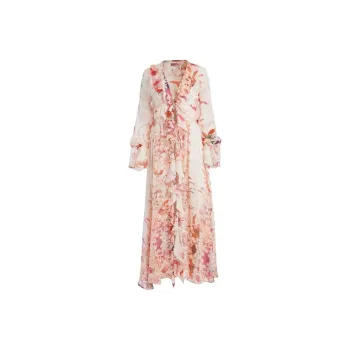 GUESS Eco Vanessa Printed Chiffon Duster Trench Coat Women's Multicolor