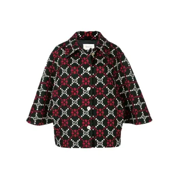 GUCCI Gg Diamond Wool Cape Coat