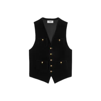 CELINE Cotton Velvet Waistcoat Black