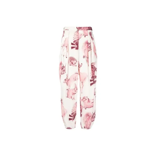 Stella McCartney High Waist Animal Printed Pleated Trousers