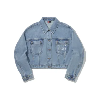 LiNing x PLEASURES Denim Jacket Women's Blue Denim Matte Yellow Plaid