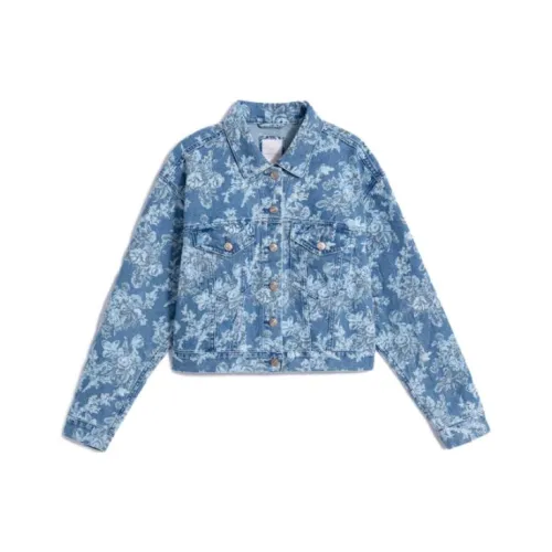 GAP X LoveShackFancy Floral Icon Denim Jacket With Washwell Indigo Flowers