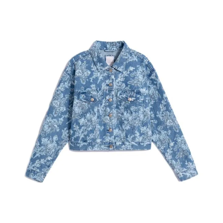 GAP X LoveShackFancy Floral Icon Denim Jacket With Washwell Indigo Flowers-0