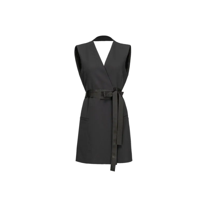 PINKO Ribbon Belt Embellished Cady Vest-0