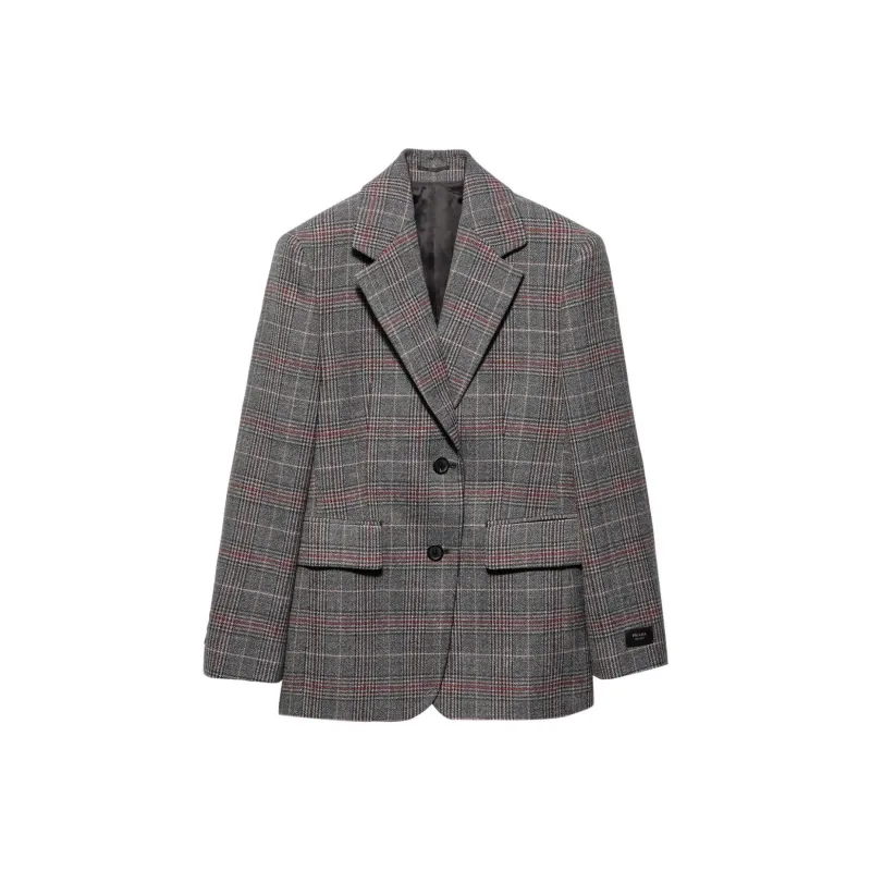 PRADA Single Breasted Houndstooth Blazer-0